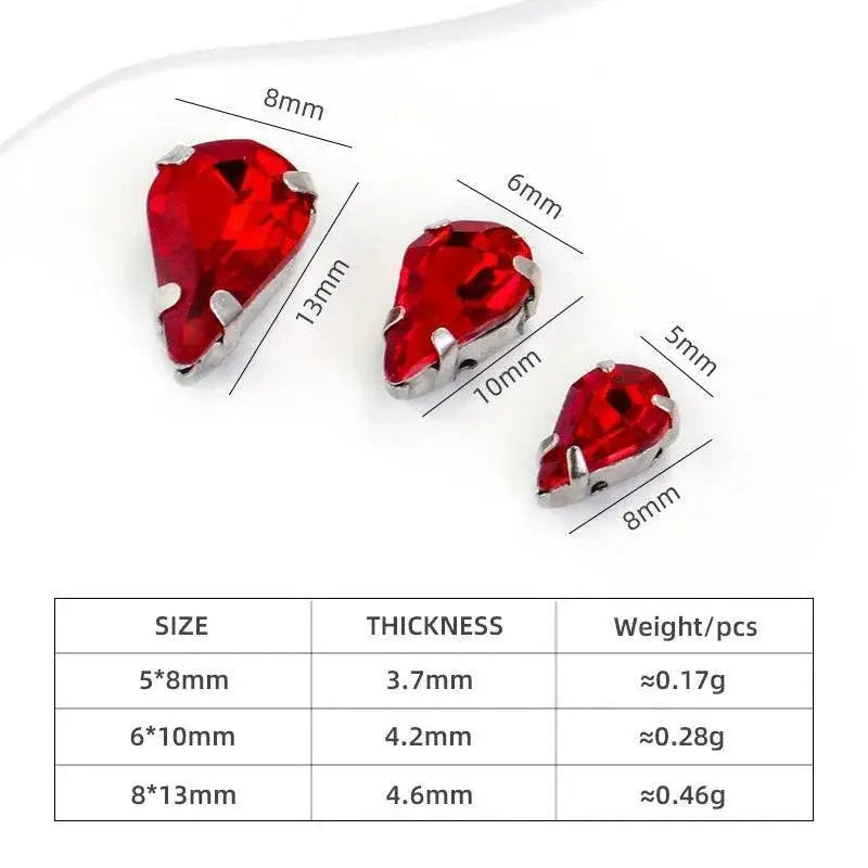 Crystal Drop Rhinestone Sewing Set DIY Glamour Kit 30 Pcs