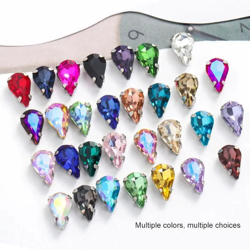 Crystal Drop Rhinestone Sewing Set DIY Glamour Kit 30 Pcs