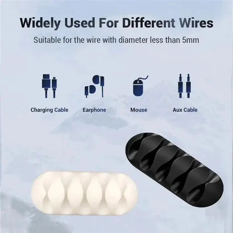 Silicone Cable Organizer With Mouse And Headphone Clips