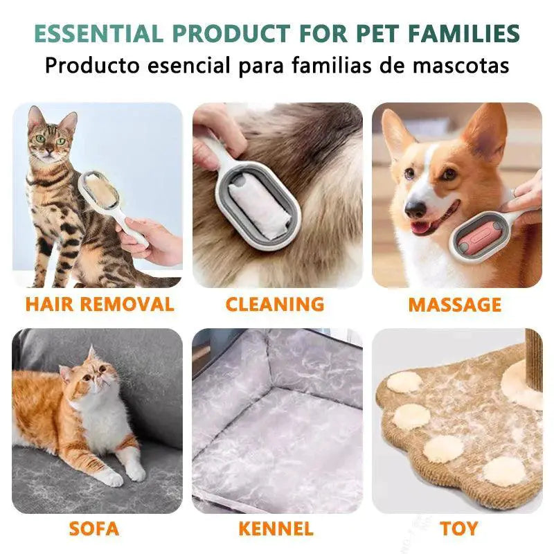Cat Grooming Hair Remover Brush With Silicone Comb Tool