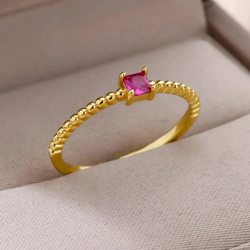 18K Gold Plated Stainless Steel Punk Couple Rings Trend Band