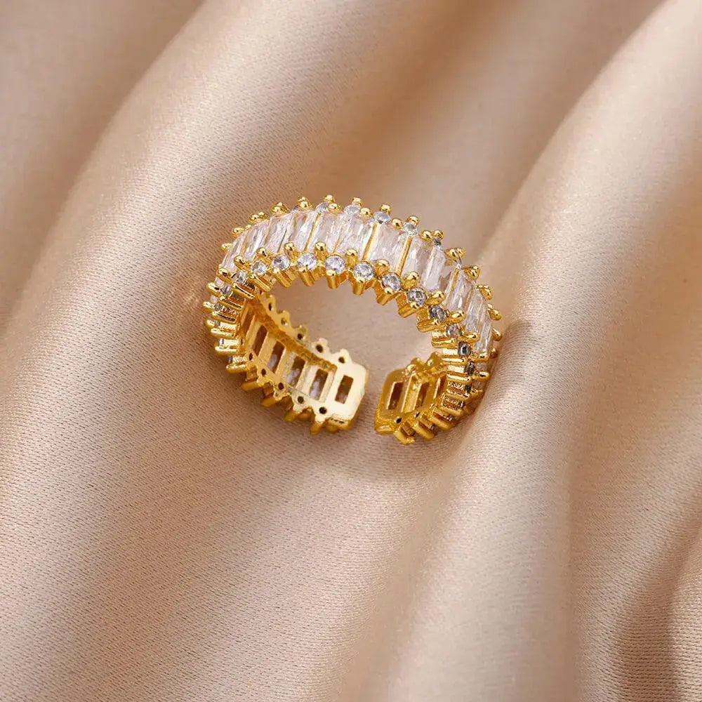 18K Gold Plated Stainless Steel Punk Couple Rings Trend Band