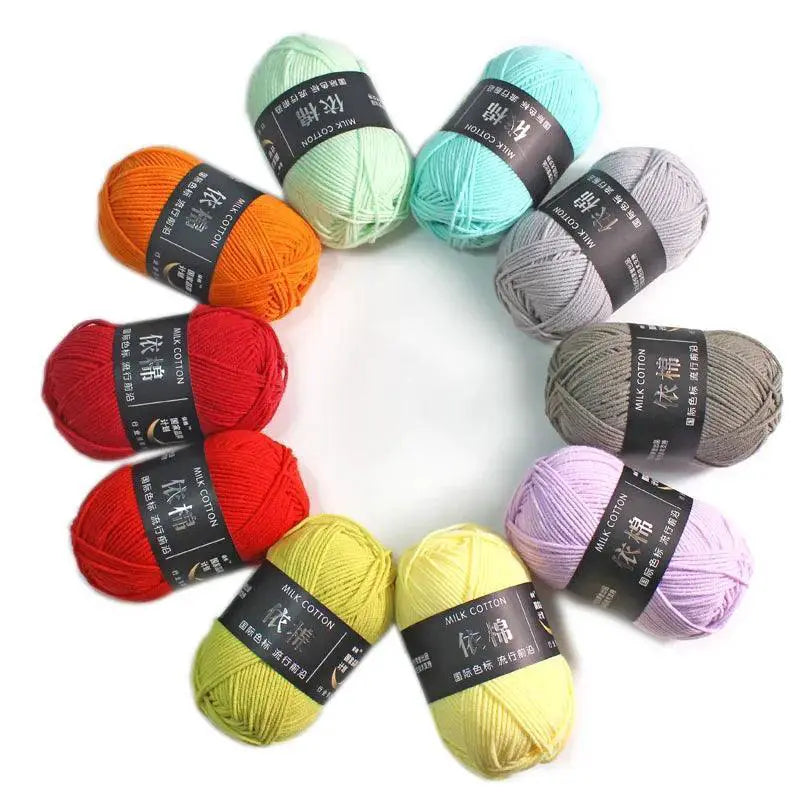 Milk Cotton Yarn Set Vibrant Ultra Soft Knitting Kit