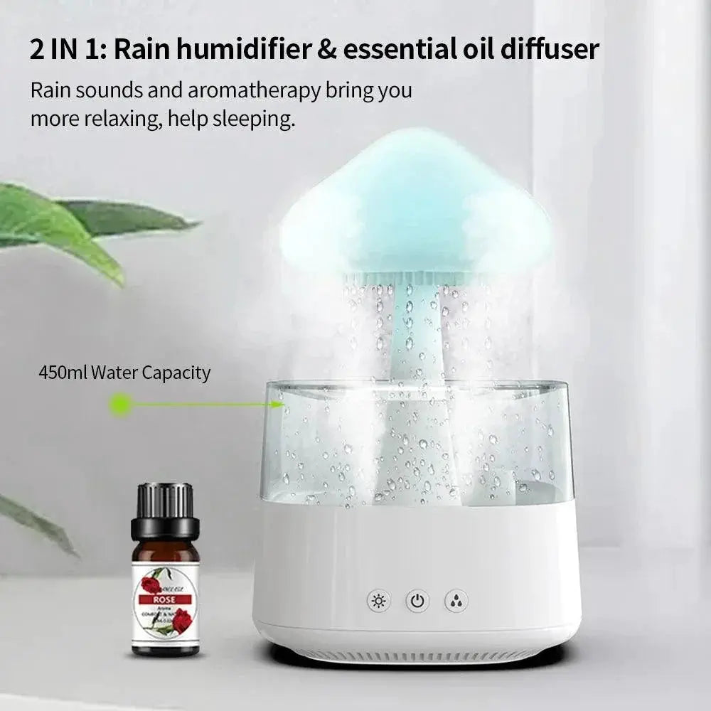 Mushroom Rain Air Humidifier Aroma Diffuser Night Light