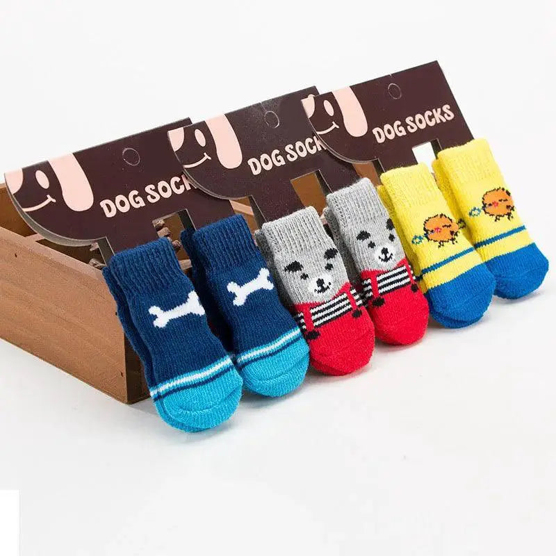 Cozy Cartoon Dog Socks Anti Slip Winter Paw Protectors