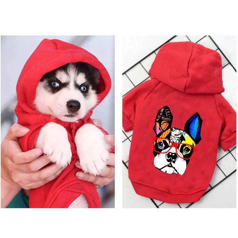Winter Cotton Dog Hoodies For French Bulldogs Warm Stylish