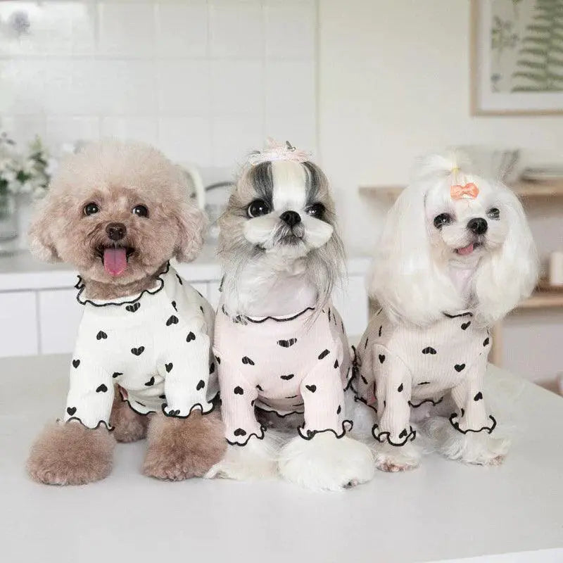 Fashionable Waffle Vest for Pets Cozy Embroidered Bear Wear