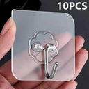 Clear Stainless Steel Adhesive Hooks for Home Organization