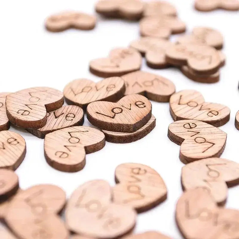 Love Shape Wooden Wedding Table Decor Rustic Mini Hearts