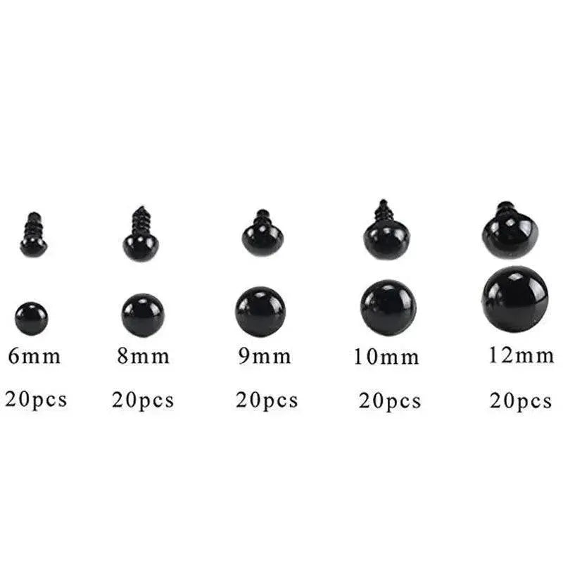 Black Safety Eyes Amigurumi 100 Count Set For Crochet