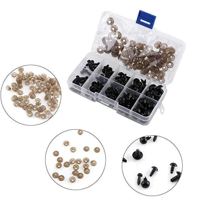 Black Safety Eyes Amigurumi 100 Count Set For Crochet