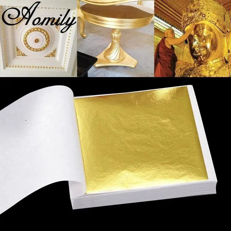 Golden Elegance Shiny Gold Leaf Sheets for Crafts Decor