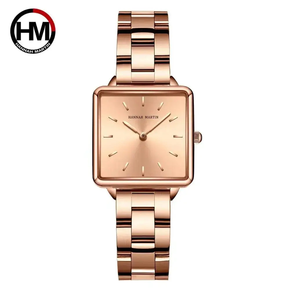 Rose Gold Square Dial Ladies Watch Sophisticated Timepiece