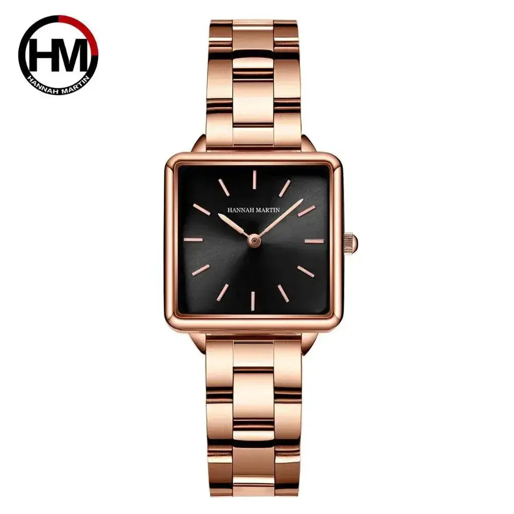 Rose Gold Square Dial Ladies Watch Sophisticated Timepiece