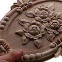 Handcrafted Oak Flower Sculpture European Style Decor