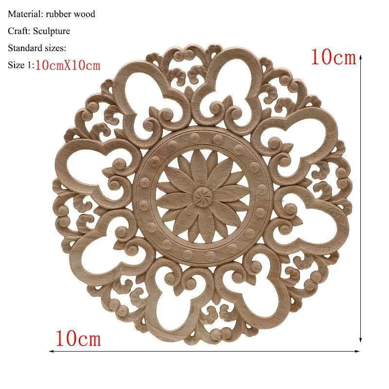 Handcrafted Oak Flower Sculpture European Style Decor