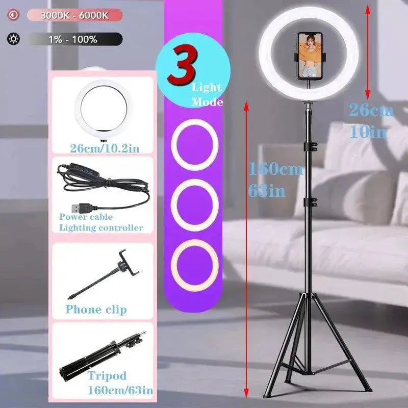 Professional LED Ring Light Kit With Bluetooth Remote