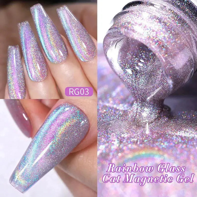 9D Cat Magnetic Gel Nail Polish Pink Purple UV Set
