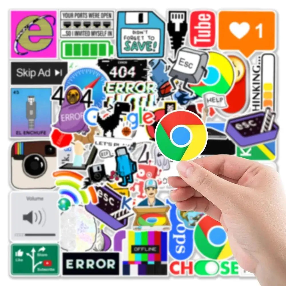 404 Network Error Cartoon Sticker Pack for Tech Lovers