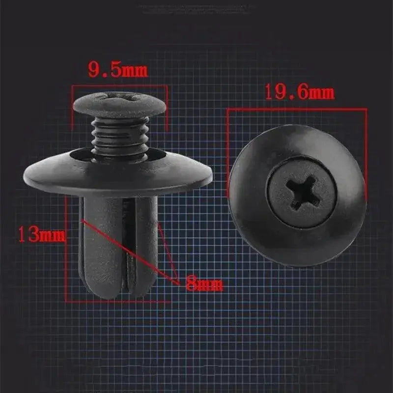 Black Plastic Rivet Clips 100 Pack for Toyota Kia Nissan