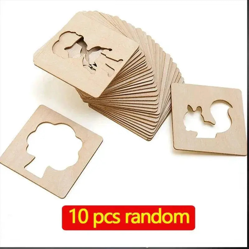 Montessori Wooden Drawing Stencils Set for Creative Kids