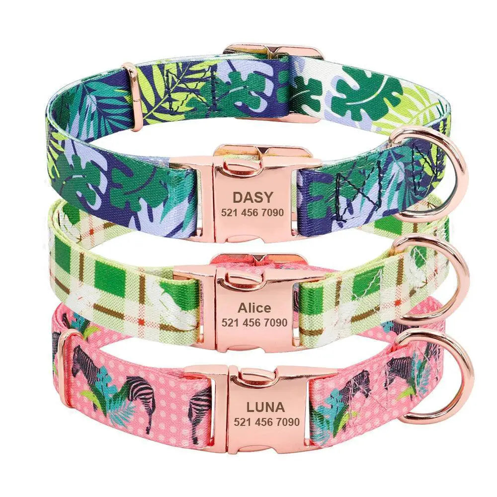 Custom Engraved Nylon Pet Collar For Dogs And Cats