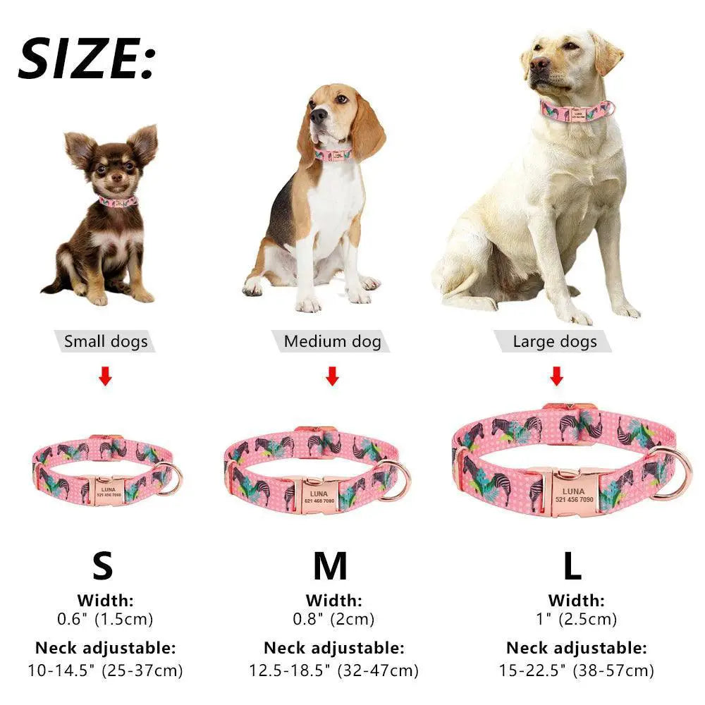 Custom Engraved Nylon Pet Collar For Dogs And Cats