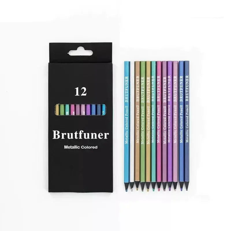 Metallic Pencils Set With 12 Vivid Shades For Art Projects
