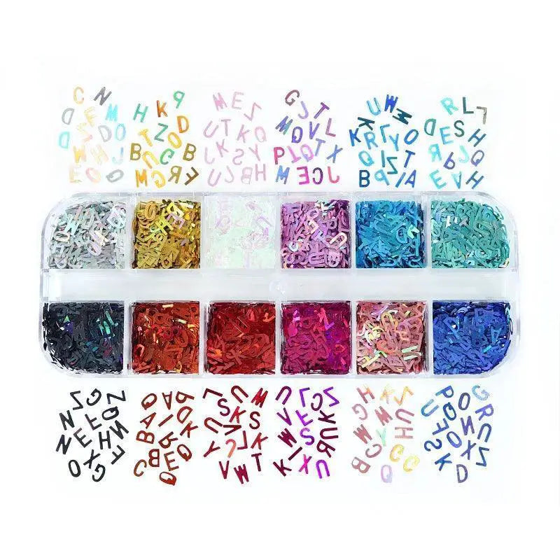 Alphabet Resin Sequins Kit for Holographic Jewelry Art