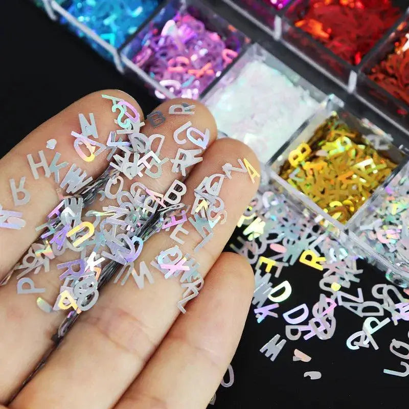 Alphabet Resin Sequins Kit for Holographic Jewelry Art