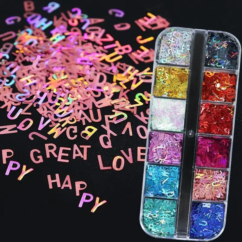 Alphabet Resin Sequins Kit for Holographic Jewelry Art