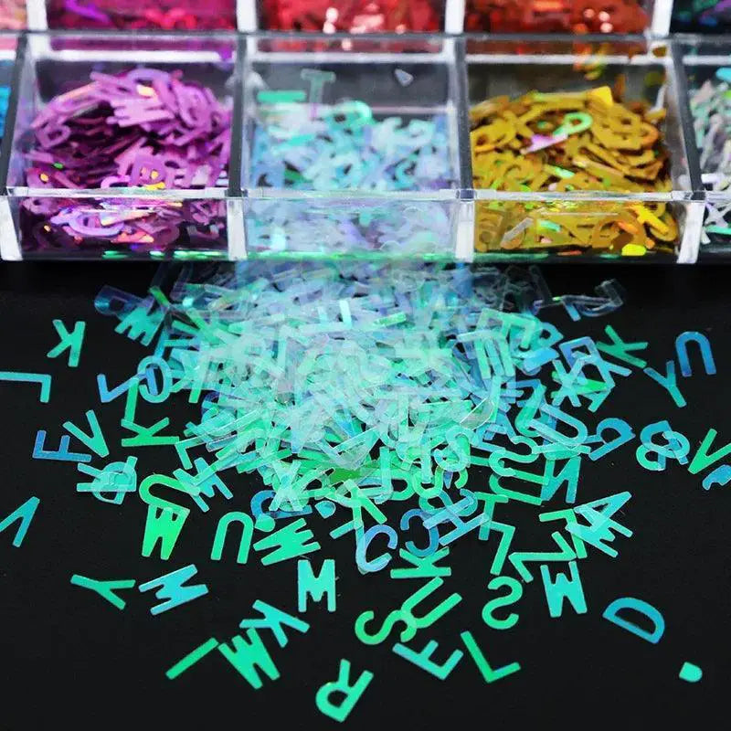 Alphabet Resin Sequins Kit for Holographic Jewelry Art