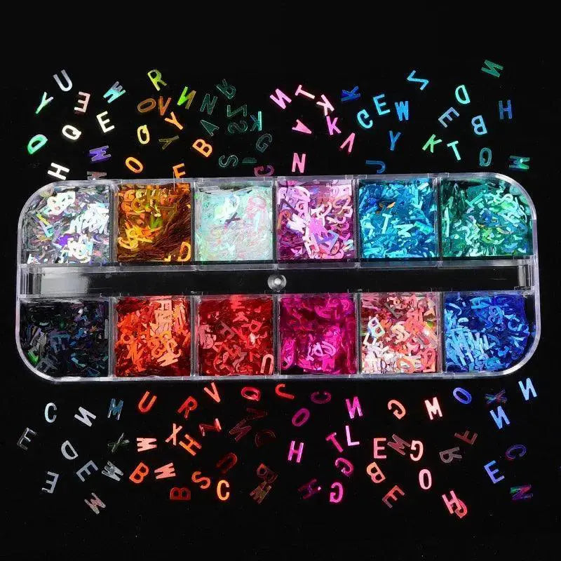 Alphabet Resin Sequins Kit for Holographic Jewelry Art