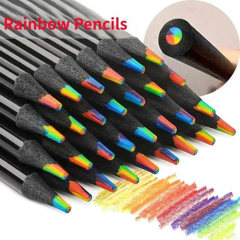 Kawaii Rainbow Pencil Set For Kids Vibrant Gradient Crayons