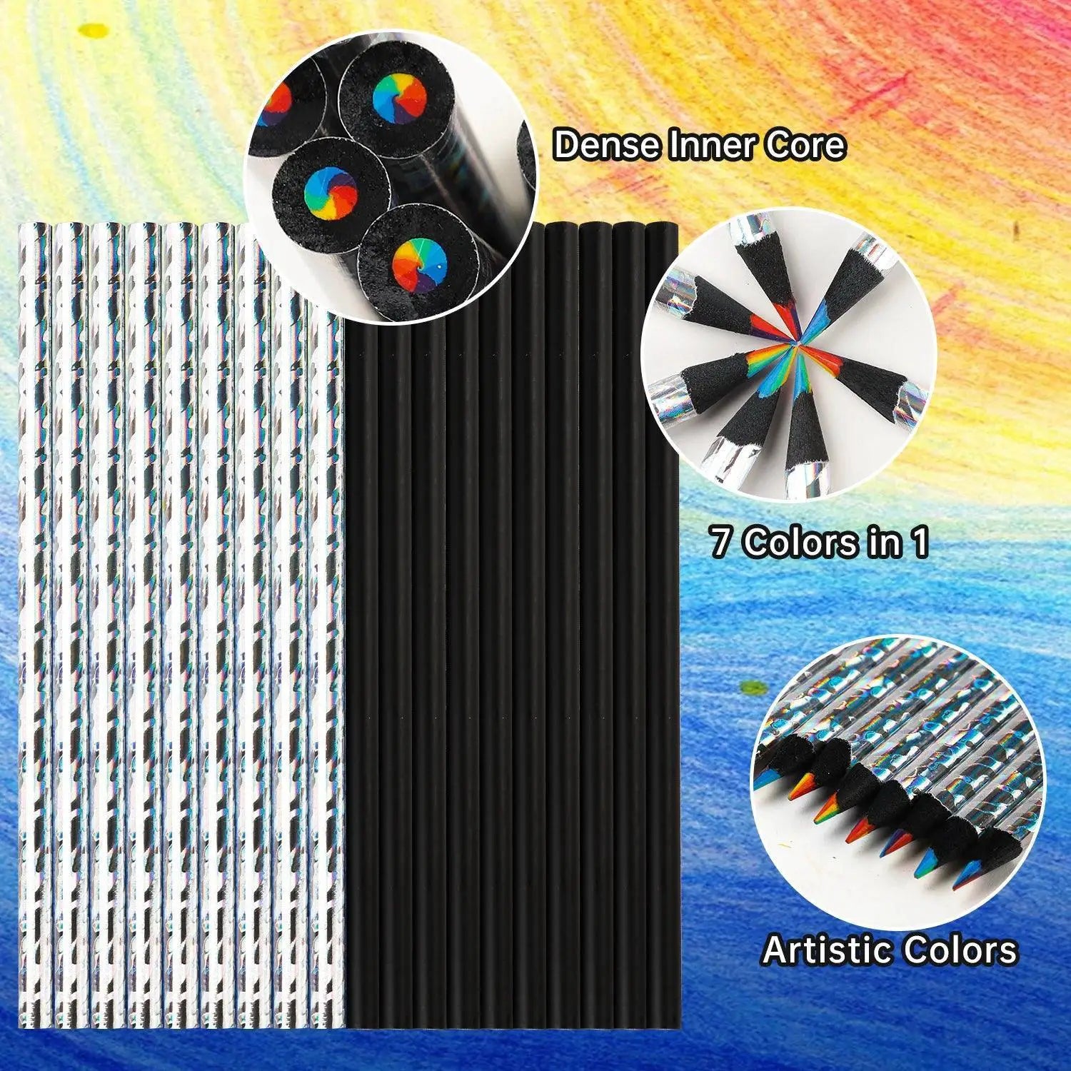 Kawaii Rainbow Pencil Set For Kids Vibrant Gradient Crayons