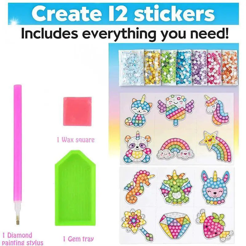 Sparkling Kids Diamond Painting Sticker Kit Animal Theme