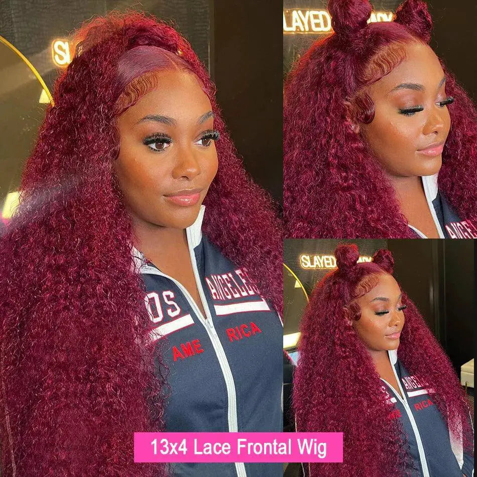 Vibrant Burgundy Water Wave Lace Front Remy Brazilian Wig