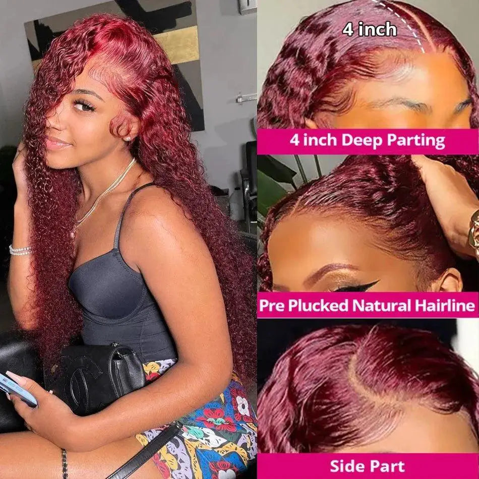 Vibrant Burgundy Water Wave Lace Front Remy Brazilian Wig