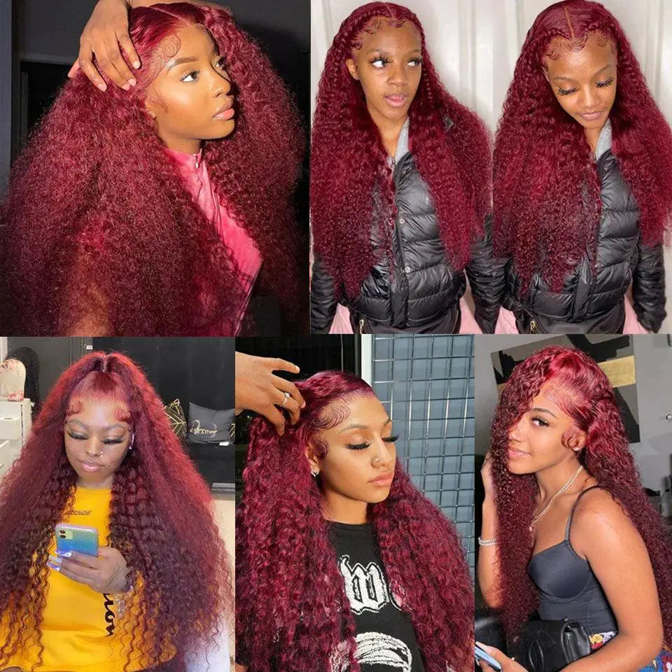 Vibrant Burgundy Water Wave Lace Front Remy Brazilian Wig