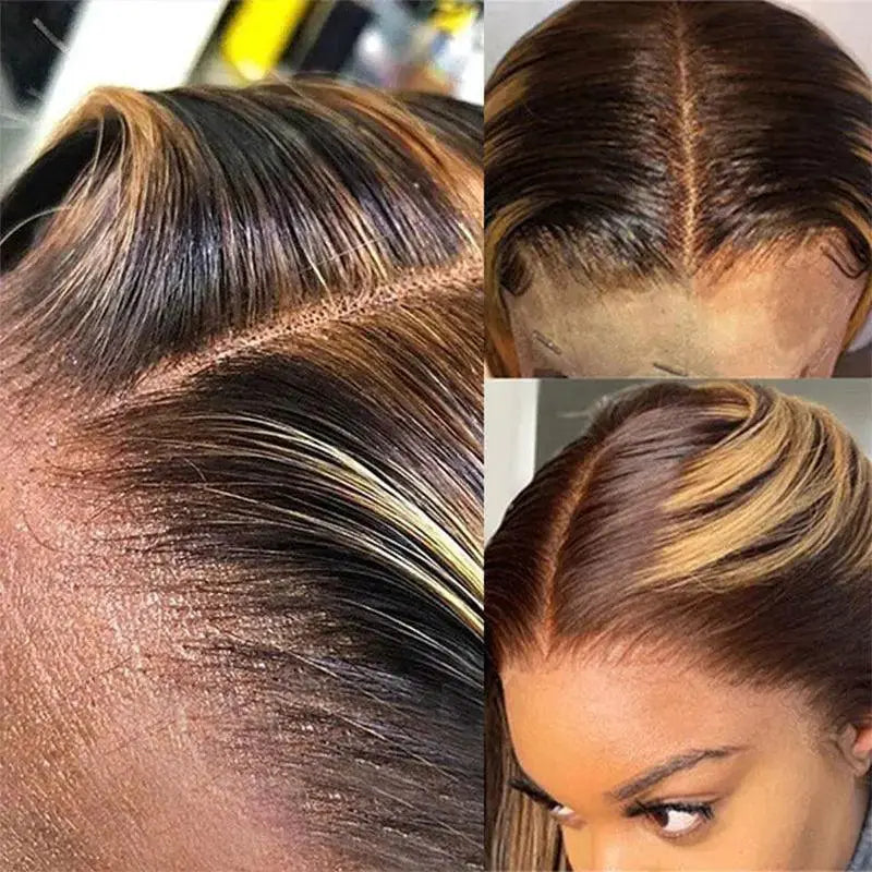 Highlight Brown Brazilian Remy Wig Honey Blonde Highlights
