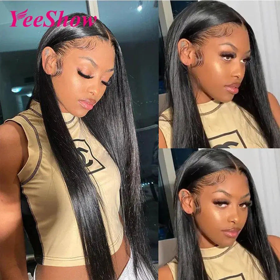 32 Inch HD Lace Front Peruvian Straight Human Hair Wig