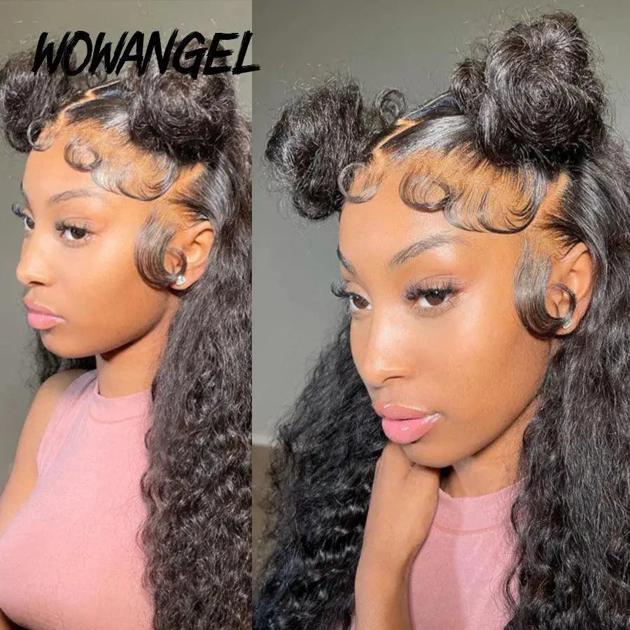 34 Inch HD Lace Front Water Wave Wig Curly Human Hair