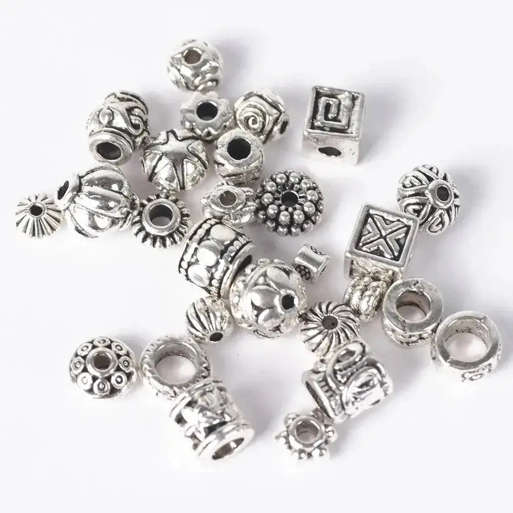Tibetan Silver Spacer Beads Jewelry Kit Set With 50 Beads