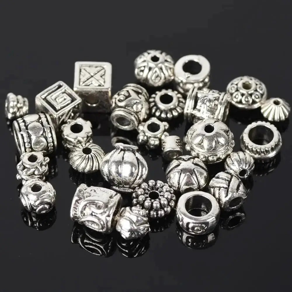 Tibetan Silver Spacer Beads Jewelry Kit Set With 50 Beads