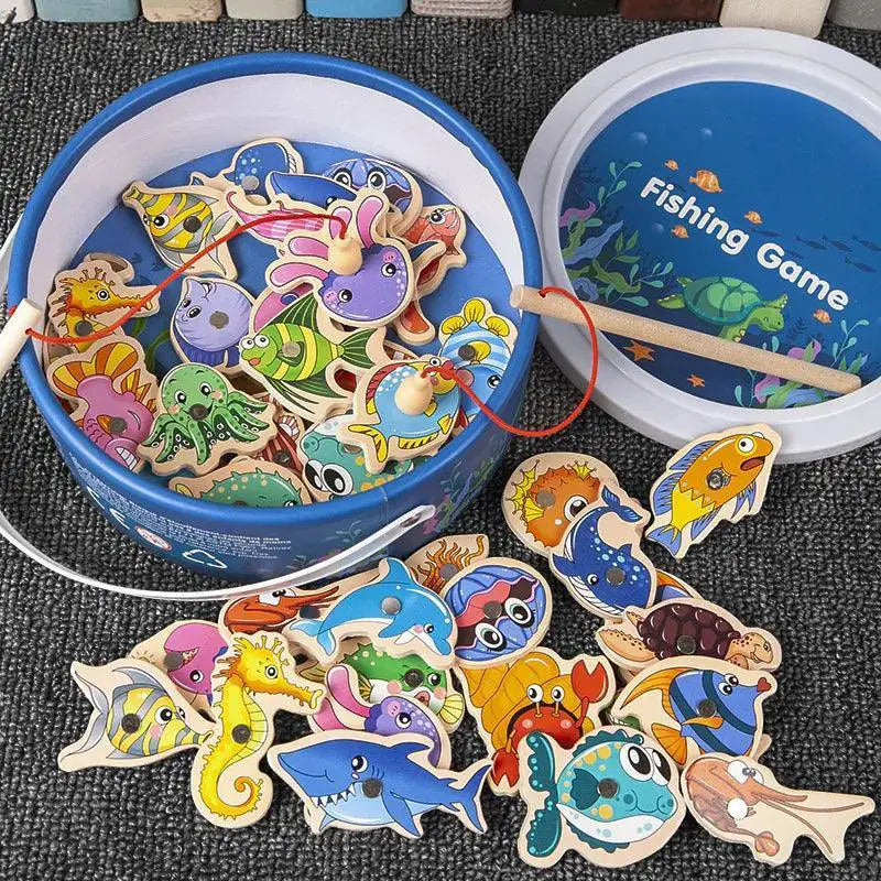 Wooden Magnetic Fishing Game For Marine Life Exploration Toy