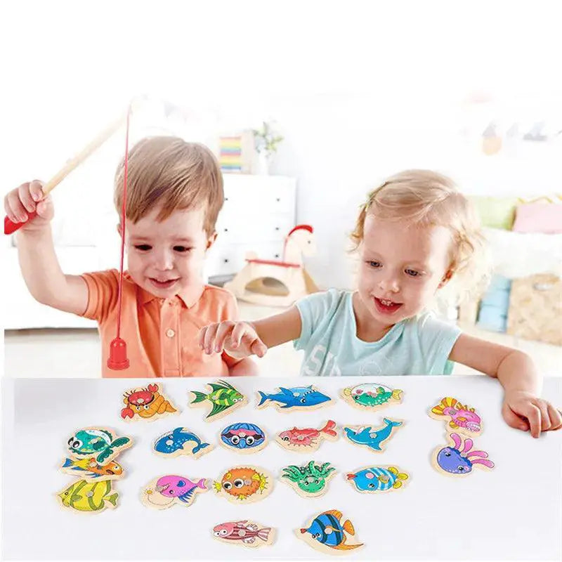 Wooden Magnetic Fishing Game For Marine Life Exploration Toy