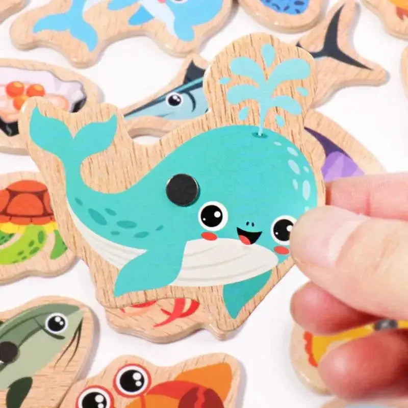 Wooden Magnetic Fishing Game For Marine Life Exploration Toy