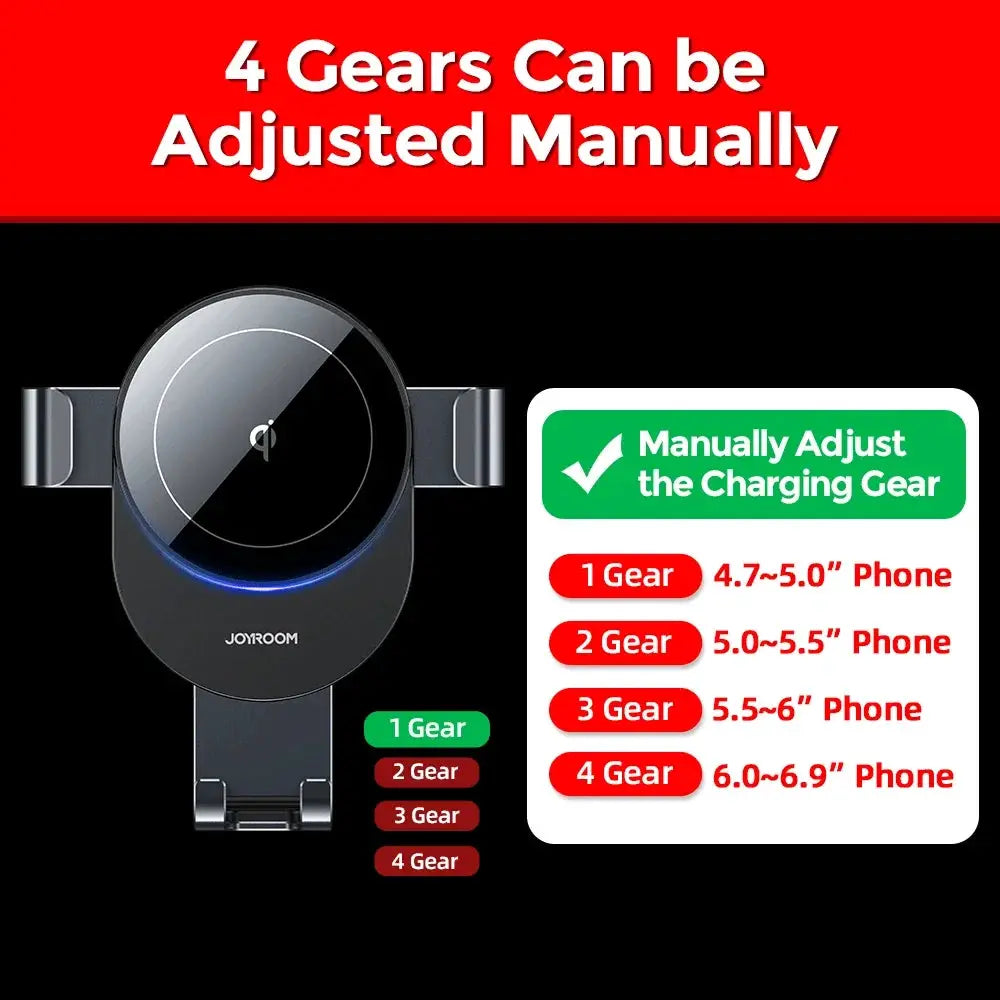 Wireless Car Charger Mount With LED Ring Light Fast Charge