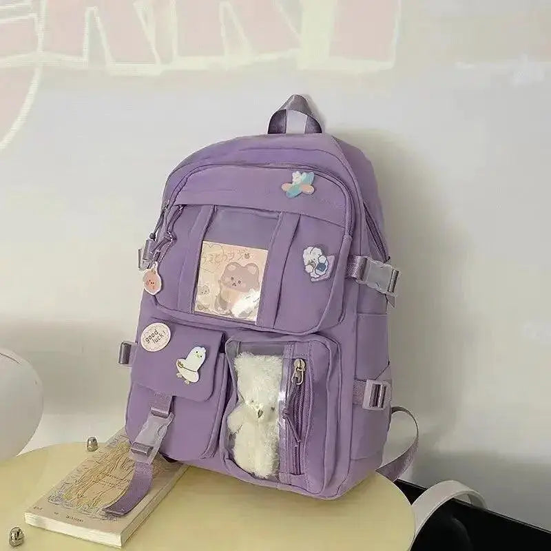 Trendy Durable Pink Purple School Backpack For Students