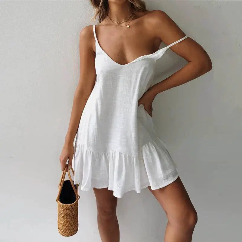 Ruffle Back Sundress Chic Cotton Dress For Summer Party